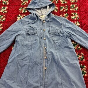 Oversized Vintage Denim Button Up Shirt w/ Hood